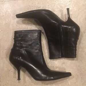 Black Italian Leather Booties  38